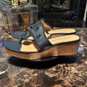 Jack Rogers Navy Cork Wedge Sandals